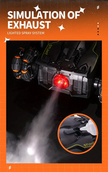 New Six-wheel Swing Arm Stunt Car 360° Rotating Arm 6-wheel Spray Deformation Remote Control Drift Climbing Car Off-road Vehicle Children