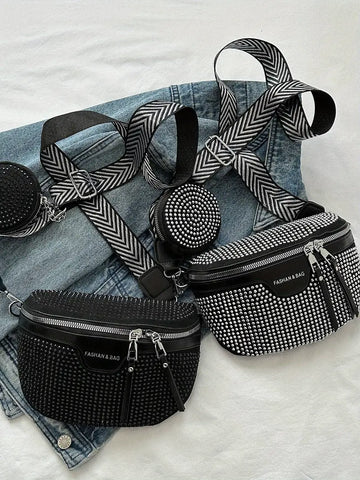 Chest Bag Waist Bag Women's Men's Bag Simple Fashion Simple Water Drill Shoulder Bag Diagonal Bag Saddle Bag