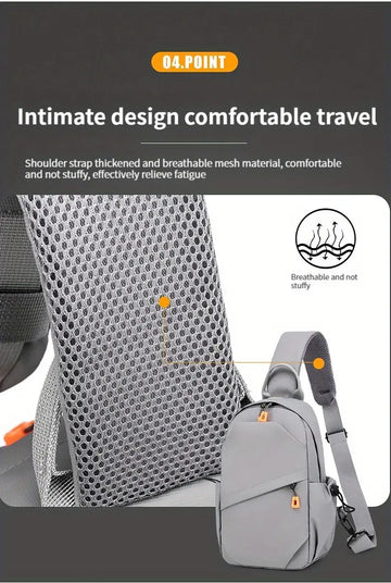 Men's Nylon Crossbody Chest Bag With Cushion Strap, Multifunctional Sling Bag For Outdoor Sports Travel