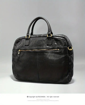 Premium Genuine Leather Men's Briefcase - American Retro Business Casual Bag for the Modern Man