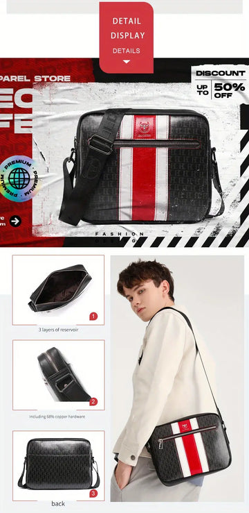 Fashionable Man Shoulder Bag Casual Messenger Bag Soft Silicone Leather Camera Large-capacity Fashionable Man 10inch Tablet Computer Ipad Bag