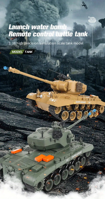 Remote Control 1/18 2.4G American M26 Pan Xing Remote Control Military Simulation Model Boy Toy Tracked Combat Vehicle With Double Bullets For Heavy Tank Multifunctional Collection Gift