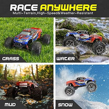 UNO1RC 1:16 Scale 40+KPH All Terrain RC Car,4WD Waterproof High Speed Electric Toy Off Road RC Monster Truck Vehicle Crawler with 2 Rechargeable Batteries for Boys Kids and Adults(Red)