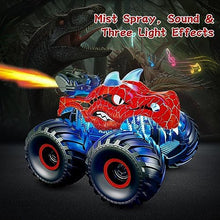 UNO1RC Remote Control Dinosaur Car, 2.4GHz RC Monster Trucks for Boys with Spray, Light & Sound, All Terrain RC Cars with 2 Batteries, Dinosaur Toys for Kids 3 4 5 6 7 8, Christmas Birthday Gift