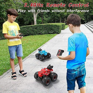 UNO1RC Remote Control Dinosaur Car, 2.4GHz RC Monster Trucks for Boys with Spray, Light & Sound, All Terrain RC Cars with 2 Batteries, Dinosaur Toys for Kids 3 4 5 6 7 8, Christmas Birthday Gift