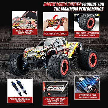 UNO1RC 1:18 Scale 40+km/h High Speed Remote Control Car, 4x4 Waterproof Off Road RC Cars, Fast 2.4GHz All Terrain Toy Trucks Gifts for Boys and Adults, 2 Batteries for 40mins Fun