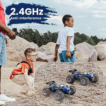 UNO1RC RC Cars for Boys 8-12, 1:18 Scale 25 KM/H Fast Remote Control Car for Adults, 2.4GHz 2WD Off Road Monster Truck with 2 Rechargeable Batteries & LED Lights, Toys Gifts for Kids