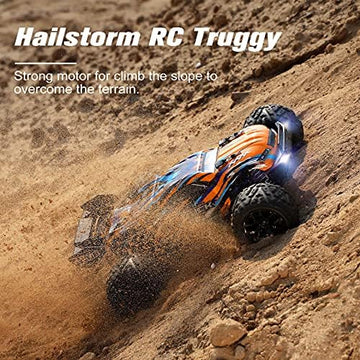 UNO1RC RC Car, 1:18 Remote Control Car Hailstorm 18858, 36km/h High-Speed Hobby RC Truck Waterproof 4WD Off-Road Electric Buggy with 2 Batteries, Vehicle Gift for Adults and Boys, Kids