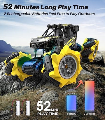 UNO1RC Remote Control Car, Metal RC Cars, RC Monster Trucks 1/20 RC Stunt Car 360° Rotating 4WD 2.4Ghz All Terrains Rechargeable RC Crawler, Kids Girls Boys Toys Age 4-5 6-8 8-10