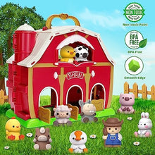 UNO1RC Big Red Barn Farm Animal Playset for 1,2,3 Year Old, Learning Toys Sensory & Cognitive Development Montessori Toys, Christmas Birthday Easter Gift for Baby Toddler Boys Girls Age 12-18 Months