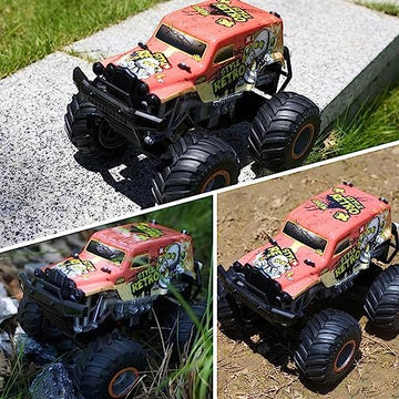 UNO1RC 1:14 All Terrain Off-Road 2.4Ghz Remote Control Monster Trucks for Boys with LED Lights, Upright 360° Swivel and Special Steering Design, RC Car Toys for Kids Ages 6+ (Orange)