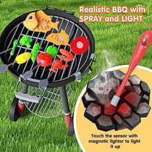 UNO1RC 68PCS Toy BBQ Grill Set,Kitchen Toy Set,Barbecue Kitchen Cooking Playset with Realistic Spray,Light&Sound,Kids Grill Playset Interactive BBQ Toy Set for Kids