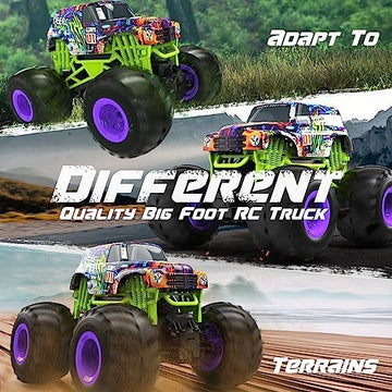 UNO1RC All Terrain Remote Control Monster Truck Toy,1:16 Scale RC Car for Boys,2.4Ghz High Speed Electric Vehicle,Big Foot RC Truck Gift, RTR Crawler for Kids