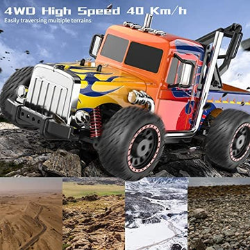 UNO1RC Hobby Grade 1:16 Scale Remote Control Car,4WD High Speed 40 Km/h All Terrains Electric Toy Off Road RC Monster Vehicle Truck Crawler with Extra Shell Rechargeable Battery for Boys Kids and Adults