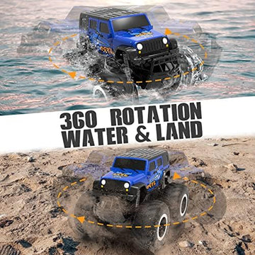 UNO1RC Amphibious Remote Control Car Toys for Boys 2.4GHz 1:16 All Terrain Off-Road RC Car Waterproof RC Monster Truck Kids Pool Toys Remote Control Boat Gifts for Kids Boys