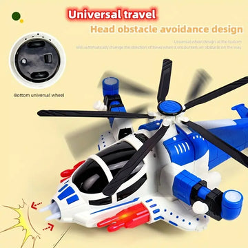 Electric Deformation Airplane Children's Toy Luminous Music Universal Fighter Rotating Helicopter