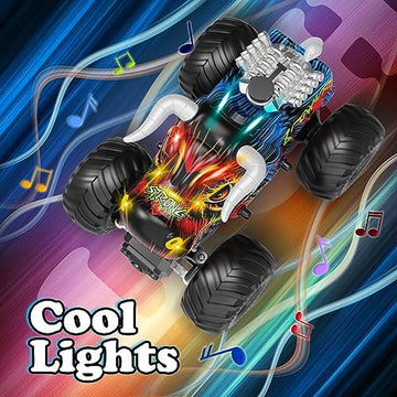 UNO1RC Remote Control Monster Trucks for Boys Age 4-7 8-12 Year Old - RC Bull Car Toys for Kids, Ideas Christmas and Birthday Gifts, 2.4 GHz Multi-Terrain Off-Road Car with Music Lights Spray