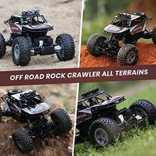 UNO1RC DE45 RC Cars Remote Control Car 1:14 Off Road Monster Truck,Metal Shell 4WD Dual Motors LED Headlight Rock Crawler,2.4Ghz All Terrain Hobby Truck with 2 Batteries for 90 Min Play,Boy Adult Gifts