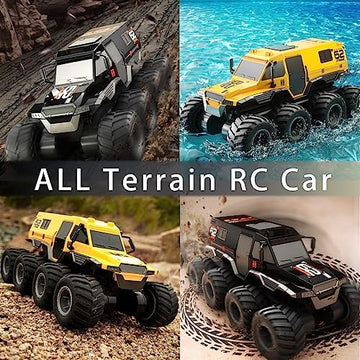 UNO1RC Amphibious RC Truck, 2.4G Offroad Waterproof Large Remote Contorl Car for Boys 4-12 , All Terrain RC Car Toys For 7 8 9 10 11 12 Year Old Boys/Girls 4+, Gift Birthday Chirstams-Black