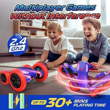 UNO1RC Spider Remote Control Car - Double Sided Mini RC Stunt Car, 360°Rotating 4WD Off-Road RC Cars with Headlights 2.4Ghz Indoor/Outdoor Rechargeable Toy Car for Boys Age 4-7 8-12 Birthday Xmas Gift