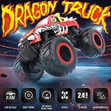 UNO1RC 1:16 Amphibious RC Monster Trucks IPX7 Waterproof Remote Control Car 4WD Dual Motors All Terrain Off Road 2.4Ghz RC Cars Boat Toys Gifts for Boys Girls Kids Adults