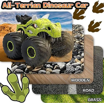 UNO1RC Remote Control Car, 2.4GHz Monster Trucks for Boys Girls with Light, Sound & Spray, Dinosaur Toys Gift for Kids 3 4 5 6 7 8, All Terrain RC Cars for Toddlers with 2 Batteries