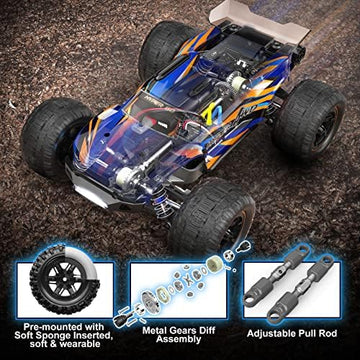 UNO1RC GO H16DR 1:16 Scale Ready to Run Fast Remote Control Car, High Speed Jump RC Monster Truck, Off Road RC Cars, 4WD All Terrain RTR RC Truck with 2 LiPo Batteries for Boys and Adults