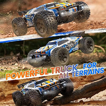 UNO1RC 1:10 Large High Speed Remote Control Car with LED Shell Lights, 48+ KM/H, 4WD Offroad Monster Truck for Adults & Kids, Hobby RC Truck Vehicle, 2 Battery Crawler Toy Gift for Boy