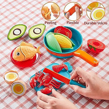 UNO1RC Play Kitchen Accessories - 46Pc Kids Kitchen Playset with Kids Pots and Pans Playset, Pizza Toy, Play Food with Play Fruit Veggies, Kitchen Toys, Cooking Utensils Toy, Apron, Boys Girls Gift