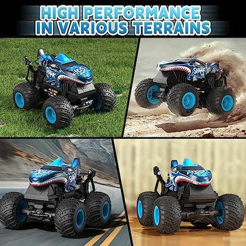 UNO1RC Remote Control Car Toys for Kids Boys, RC Monster Truck with 360°Rotation Upright, Light & Music, Indoor Outdoor All Terrain Rechargeable Electric RC Car Toys Gifts for 3 4 5 6 7 8-12 Year Old