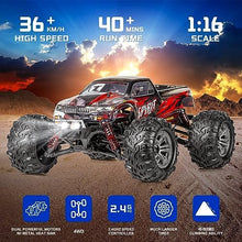 UNO1RC 1:16 Scale All Terrain RC Cars, 4WD 36km/h High Speed Remote Control Trucks, 2.4Ghz Off-Road RC Car with 2 of 7.4V 2000mAh Batteries Hobby Racing Car Waterproof Vehicle Toys for Kid and Adult