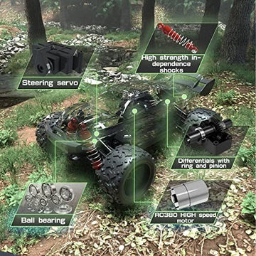 UNO1RC Monster Remote Control Car 1:18 Scale 38+KM/H High Speed 4WD Off Road RC Cars Gift for Boys & Adults, 2.4GHz All Terrain RC Trucks Kids Toys with 2 Rechargeable Batteries.