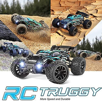 UNO1RC RC Cars Hailstorm, 36+KM/H High Speed 4WD 1:18 Scale Waterproof Truggy Remote Control Off Road Monster Truck with Two Rechargeable Batteries, RTR All Terrain Toys for Kids and Adult