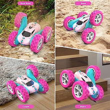 UNO1RC RC Cars, Pink Remote Control Car for Girls, 2.4 GHZ Double Sided RC Stunt Car 360° Rotating Remote Control Crawler with Headlights Car Toys for 6 7 8 9 10 11 12 Girls Birthday