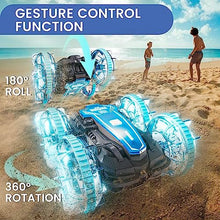 UNO1RC Amphibious Remote Control Car Boat, 4WD Gesture RC Car with Waterproof Remote Control, All Terrain RC Stunt Car with LED Lights, Pool Toys for Kids Ages 8-12, Kids Toys Gifts for Boys Girls