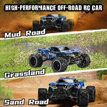 UNO1RC 1:16 Large Scale RC Cars, 31 KPH High Speed 4WD Remote Control Car for Kids, 2.4Ghz All Terrain RC Monster Truck with 7.4V Battery, 4x4 Off Road Remote Control Car, Toys Gifts for Boys Adults