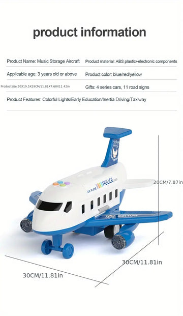 Toy Airplane For Children, Boys, With Puzzle And Durable Large Alloy Car,With Track And Transformable Model, Perfect For Birthday Gifts
