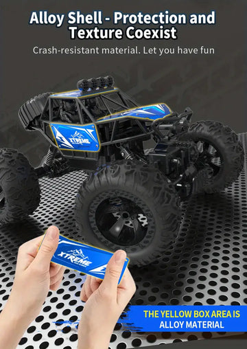 2.4G 4WD Alloy Climbing Car Big Wheel Monster Metal Car Shell Patch High Frame All Terrain Toy Car