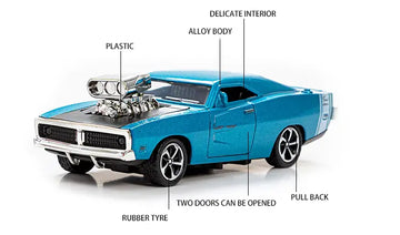 Simulation 1: 32 Alloy Dodge Sports Car Model Children's Toy Car Accessories Return Car Openable Die Casting Model