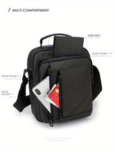 Men's Casual Vertical Small Square Shoulder Bag, Waterproof Nylon Multi-layer Zipper Handbag Crossbody Bag