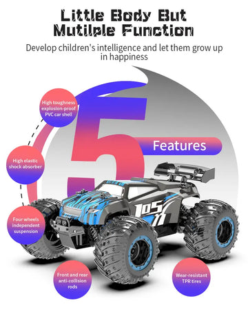 All Terrain RC Car With High Speed Electric Vehicle, 2.4 GHz Remote Control, Off-Road Truck Crawler With Two Rechargeable Batteries For Boys Kids And Adults