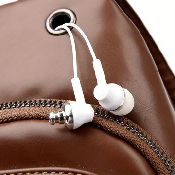 Men's Fashion Simple PU Leather Crossbody Bag, Multifunctional Travel Chest Bag