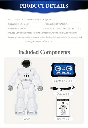 Smart Remote Control Robot With Music Playback | Gesture Sensing | Remote Control Operation | Auto Demonstration | Learning Function | Programming Actions | Best Sells | Gift For Kids