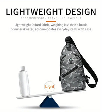 Stay Protected & Charged On-the-Go: Waterproof Crossbody Chest Bag With USB Charging & Earphone Hole