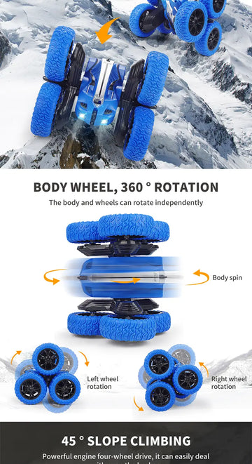 Cross-border New Remote Control Double-sided Sixwheeled Drift Truck Outdoor Hiking Bike With Light Kids Electric Toy Birthday Gift