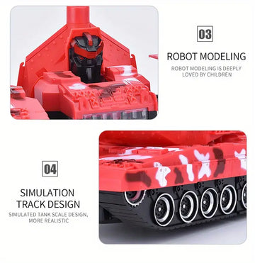 Remote Control Tank Conversion Car Robot Toy With Light Deformation RC Tank 360 ° Rotation Can Walk Upright With Light Stunt Racing Gift Toy