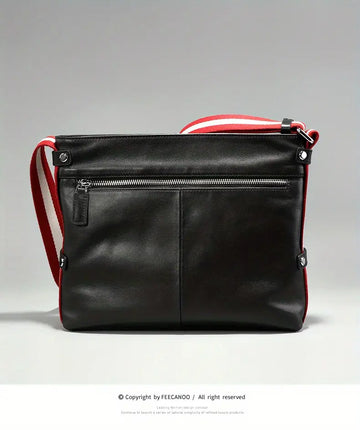 Men's Genuine Leather Large Capacity Messenger Bag, Trendy Casual Cowhide Commuter Bag
