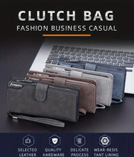 Men's Casual Frosted PU Leather Long Wallet With Card Slots, Zipper Buckle Clutch Wallet