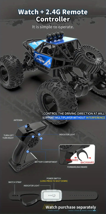 Q145 Alloy Climbing Off-road Vehicle, All Terrain Remote Control, Fast Car, Adaptable To Rough Roads, Equipped With Anti-collision Large Tires, Suitable For Boys/adults As Car Toys