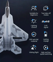 RC Plane Remote Control F-22 Fighter Raptor Airplane With Lights, 2.4Ghz 2CH Foam Glider,Easy To Fly Aircraft Toy For Kids And Beginners